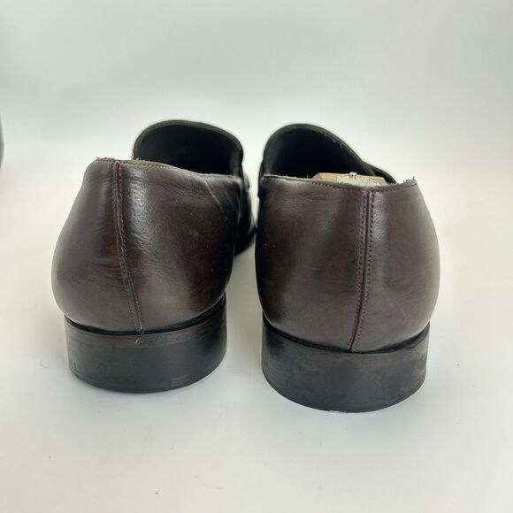 Savile Row London Penny Loafers Mens Sz 12 Dark Brown Leather Apron Toe Dress main image 9